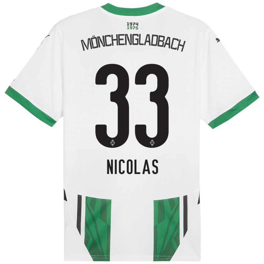 Gyermek Moritz Nicolas #33 Fehér Zöld Hazai Jersey 2024/25 Mez Póló Ing