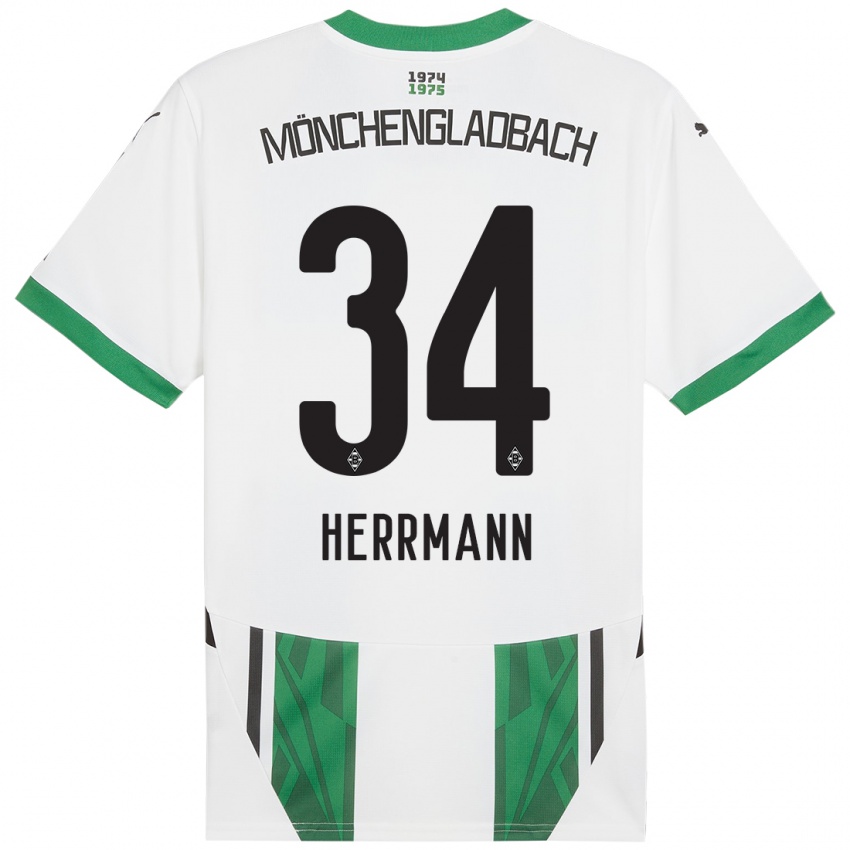 Gyermek Charles Herrmann #34 Fehér Zöld Hazai Jersey 2024/25 Mez Póló Ing