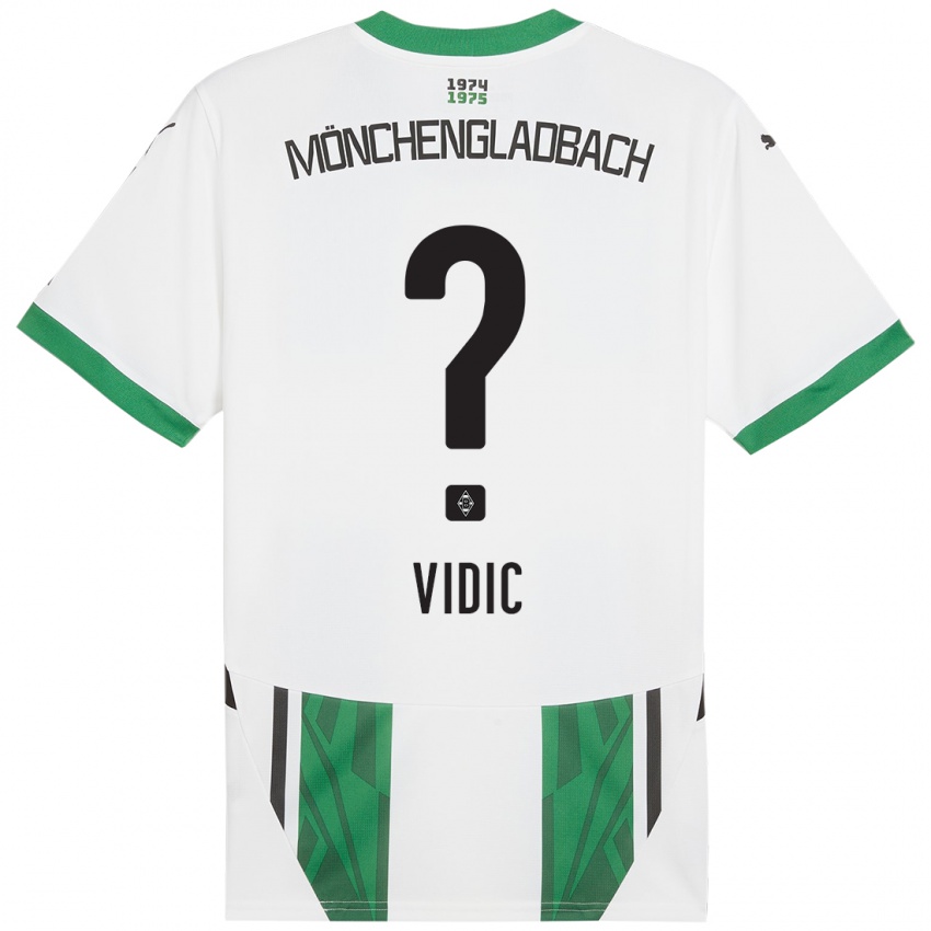 Gyermek Nico Vidic #0 Fehér Zöld Hazai Jersey 2024/25 Mez Póló Ing