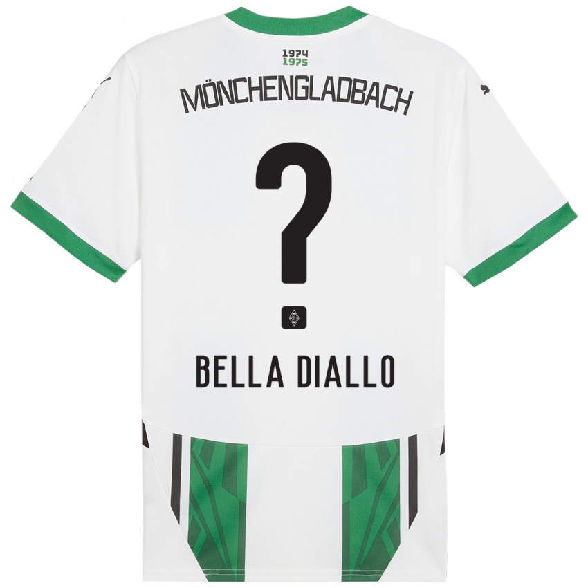 Gyermek Oumar Bella Diallo #0 Fehér Zöld Hazai Jersey 2024/25 Mez Póló Ing