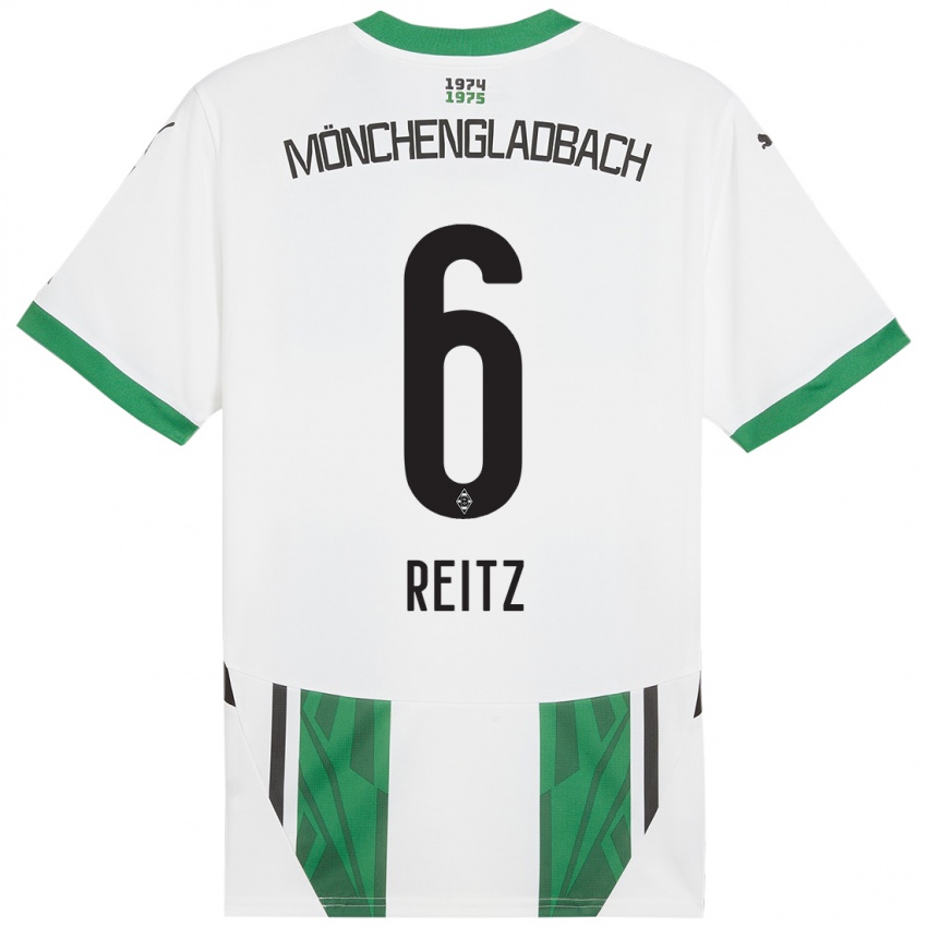 Gyermek Tony Reitz #6 Fehér Zöld Hazai Jersey 2024/25 Mez Póló Ing