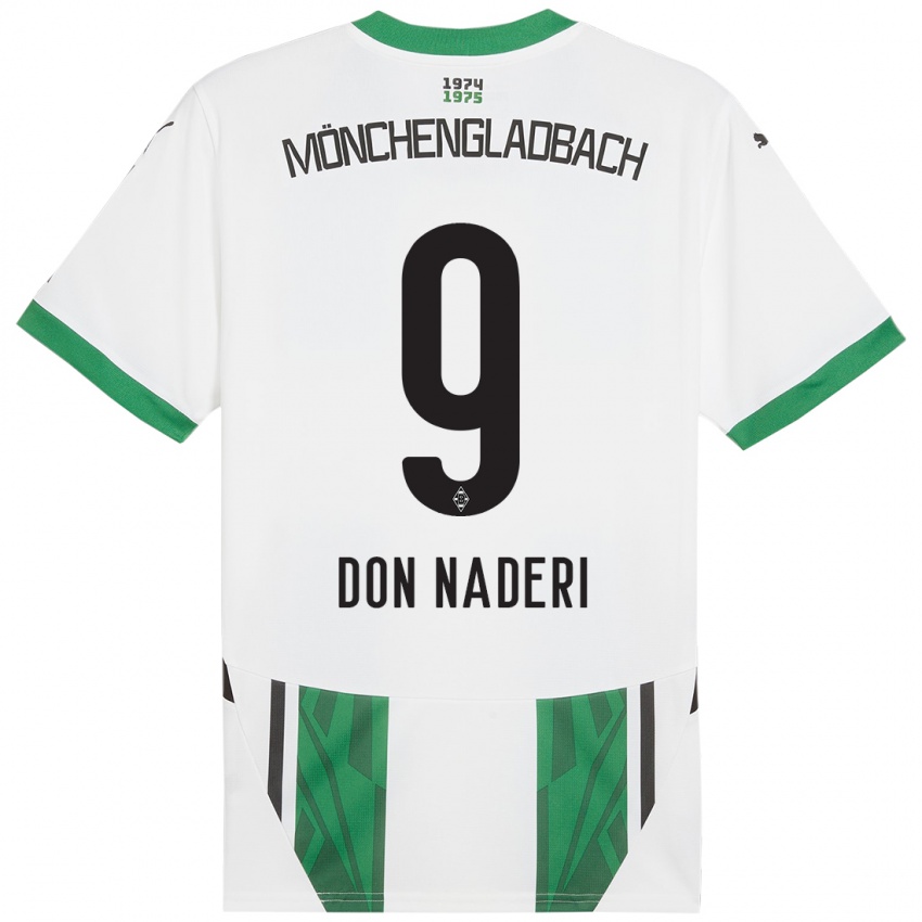 Gyermek Ryan Don Naderi #9 Fehér Zöld Hazai Jersey 2024/25 Mez Póló Ing