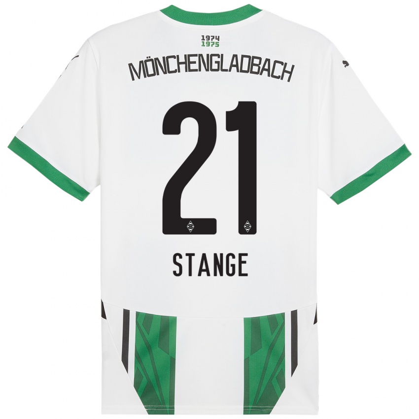 Gyermek Veit Stange #21 Fehér Zöld Hazai Jersey 2024/25 Mez Póló Ing