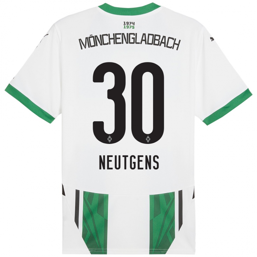 Gyermek Maximilian Neutgens #30 Fehér Zöld Hazai Jersey 2024/25 Mez Póló Ing