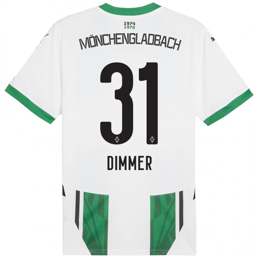 Gyermek Florian Dimmer #31 Fehér Zöld Hazai Jersey 2024/25 Mez Póló Ing