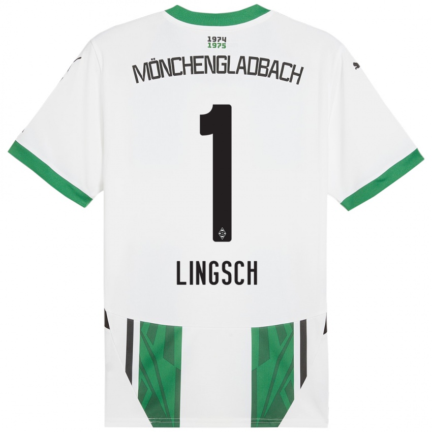 Gyermek Tina Lingsch #1 Fehér Zöld Hazai Jersey 2024/25 Mez Póló Ing