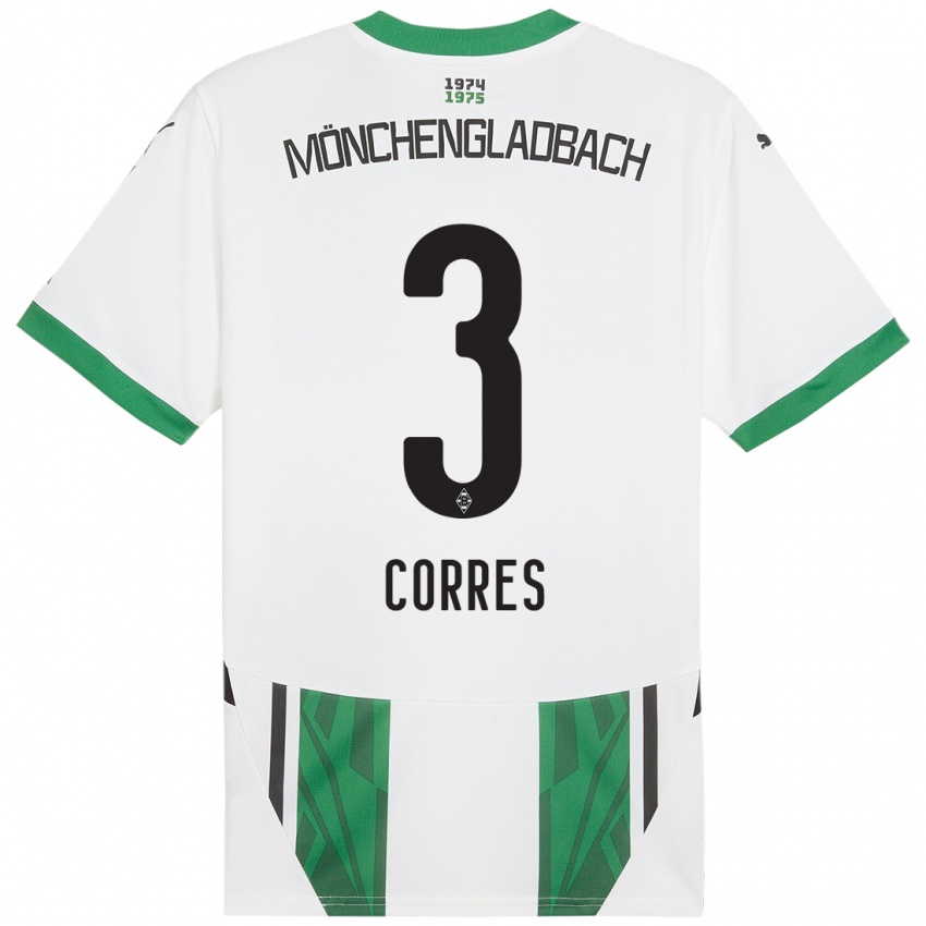 Gyermek Carolin Corres #3 Fehér Zöld Hazai Jersey 2024/25 Mez Póló Ing