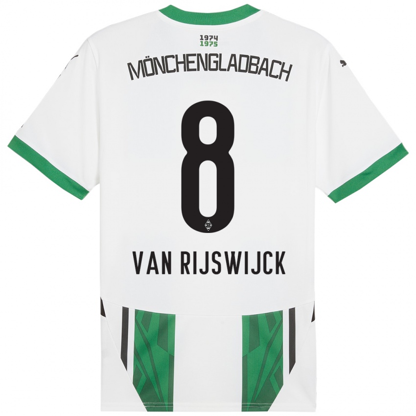 Gyermek Britt Van Rijswijck #8 Fehér Zöld Hazai Jersey 2024/25 Mez Póló Ing