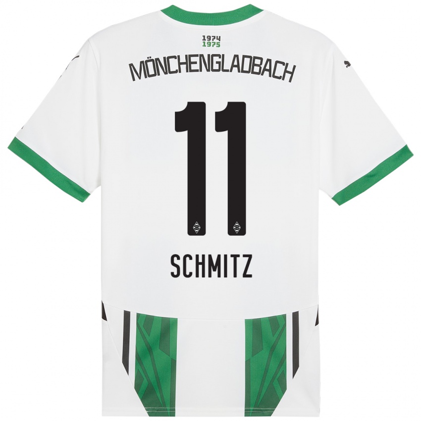 Gyermek Louisa Schmitz #11 Fehér Zöld Hazai Jersey 2024/25 Mez Póló Ing