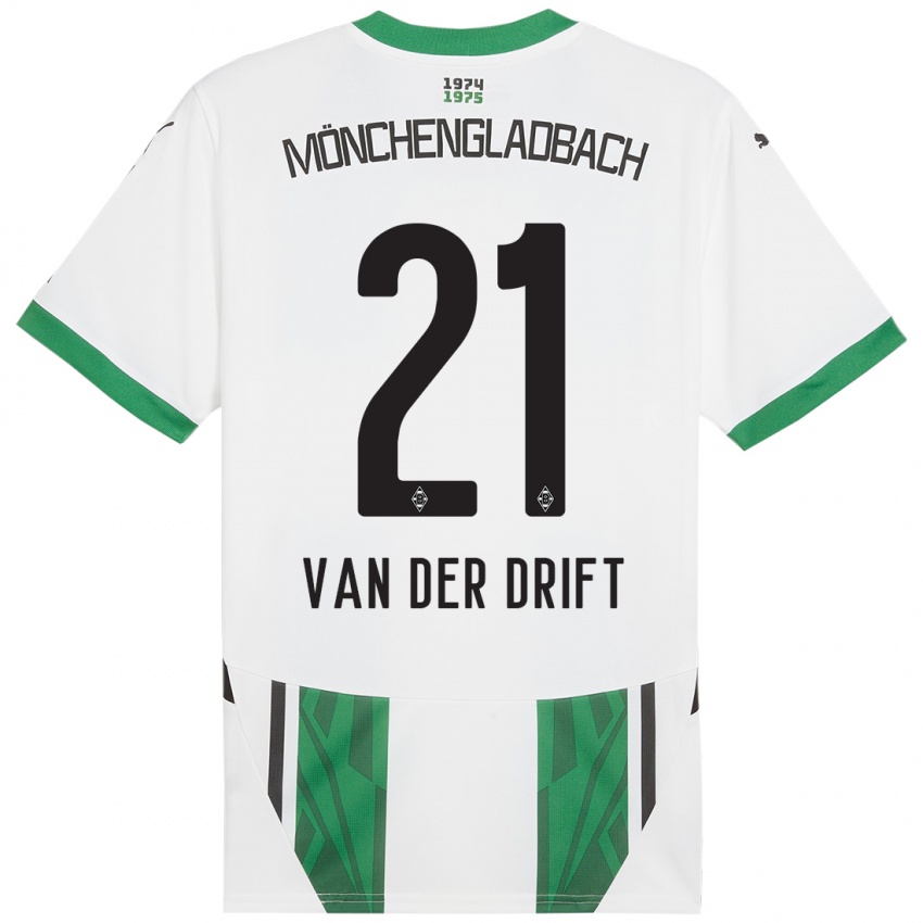 Gyermek Suus Van Der Drift #21 Fehér Zöld Hazai Jersey 2024/25 Mez Póló Ing