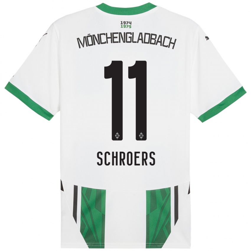 Gyermek Mika Schroers #11 Fehér Zöld Hazai Jersey 2024/25 Mez Póló Ing