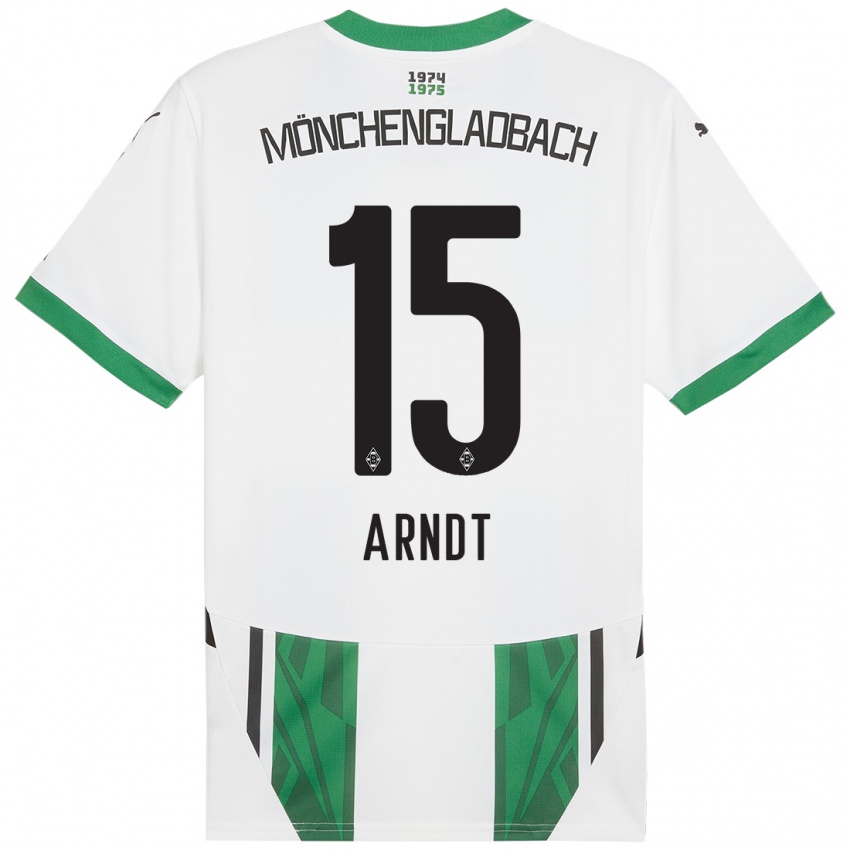 Gyermek Leo Arndt #15 Fehér Zöld Hazai Jersey 2024/25 Mez Póló Ing