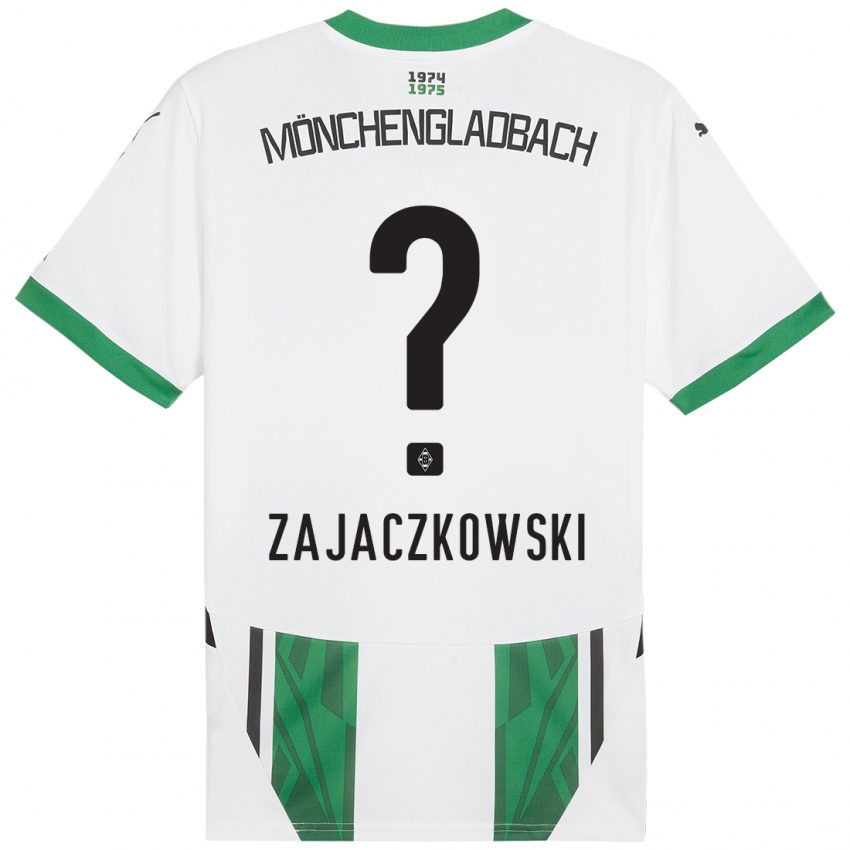 Gyermek Vincent Zajaczkowski #0 Fehér Zöld Hazai Jersey 2024/25 Mez Póló Ing