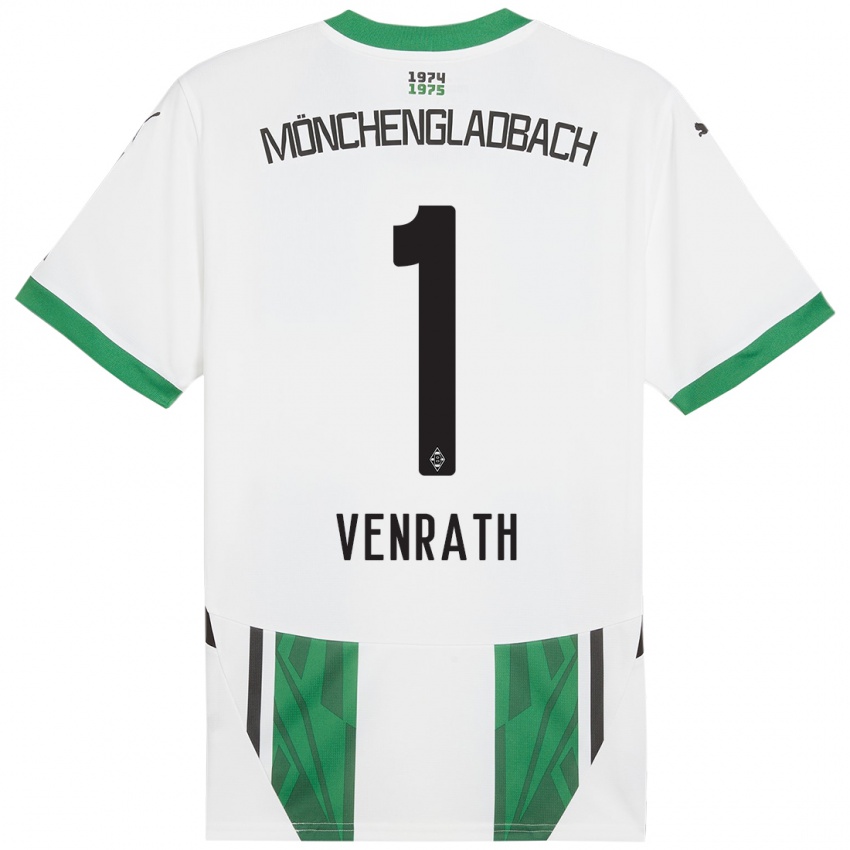 Gyermek Lisa Venrath #1 Fehér Zöld Hazai Jersey 2024/25 Mez Póló Ing