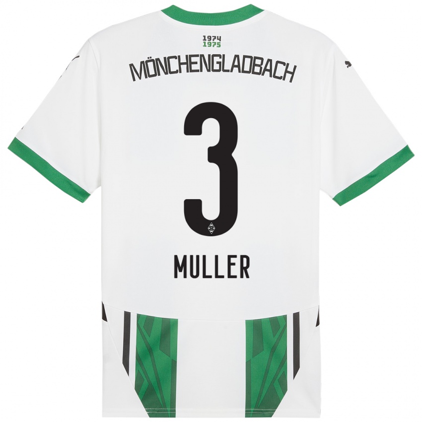 Gyermek Barbara Müller #3 Fehér Zöld Hazai Jersey 2024/25 Mez Póló Ing