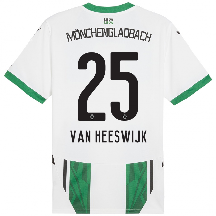 Gyermek Amber Van Heeswijk #25 Fehér Zöld Hazai Jersey 2024/25 Mez Póló Ing