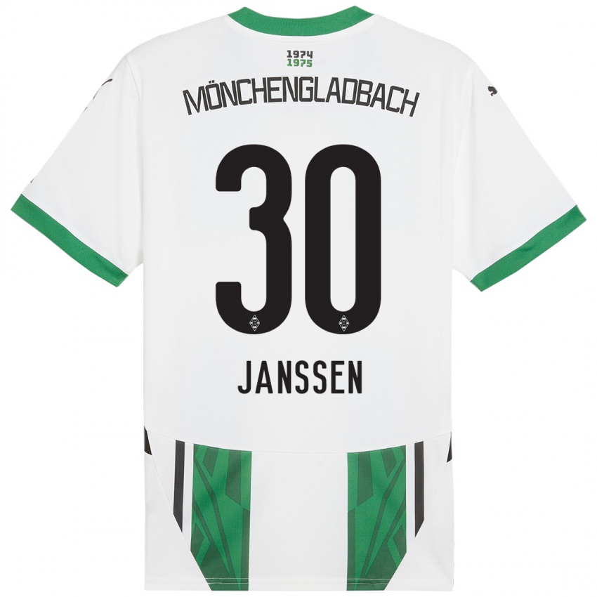 Gyermek Annalena Janssen #30 Fehér Zöld Hazai Jersey 2024/25 Mez Póló Ing