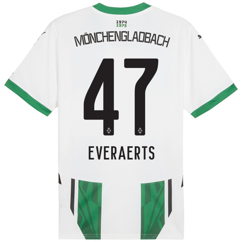 Gyermek Kim Everaerts #47 Fehér Zöld Hazai Jersey 2024/25 Mez Póló Ing