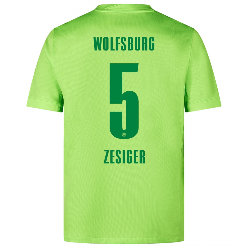 Gyermek Cédric Zesiger #5 Fluoreszkáló Zöld Hazai Jersey 2024/25 Mez Póló Ing