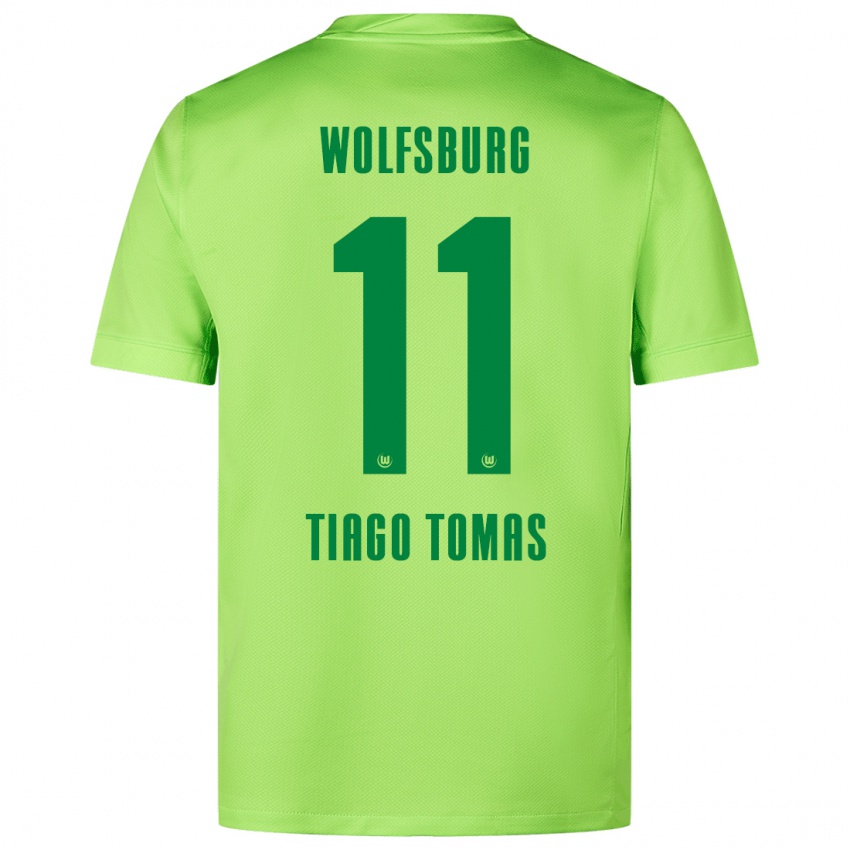 Gyermek Tiago Tomás #11 Fluoreszkáló Zöld Hazai Jersey 2024/25 Mez Póló Ing