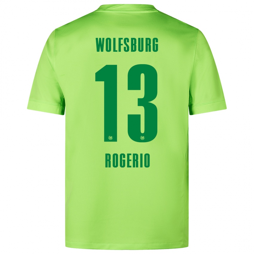 Gyermek Rogério #13 Fluoreszkáló Zöld Hazai Jersey 2024/25 Mez Póló Ing