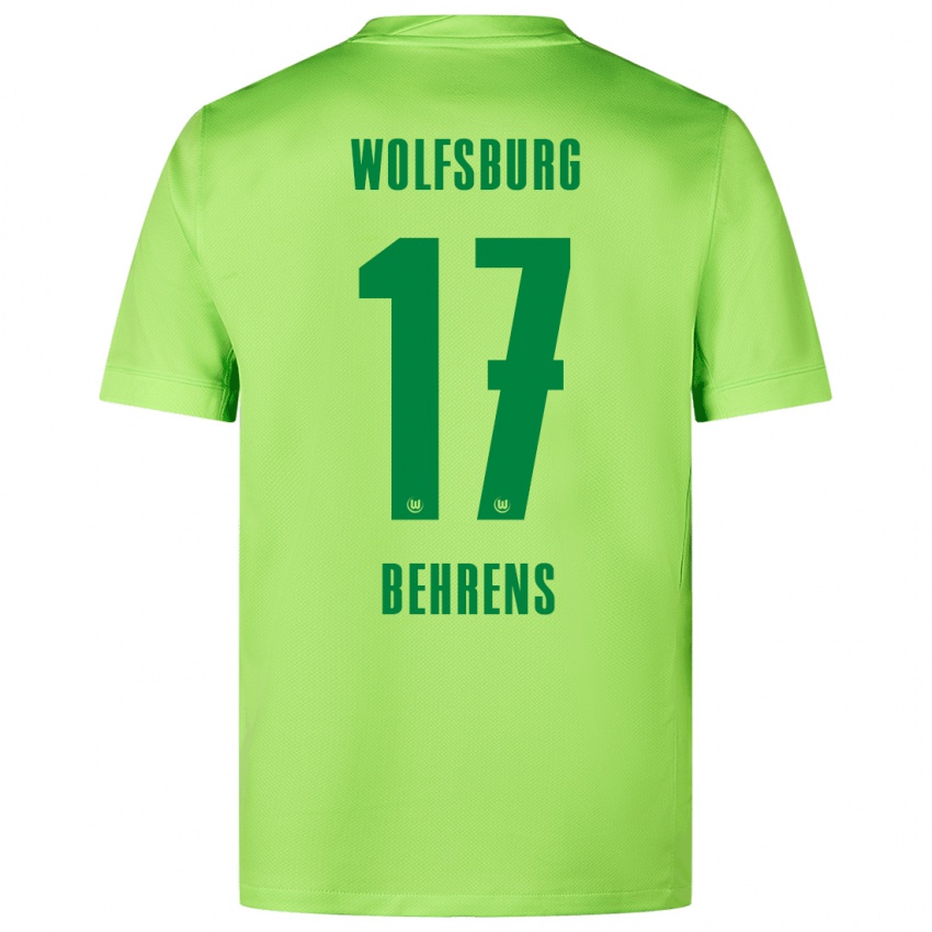 Gyermek Kevin Behrens #17 Fluoreszkáló Zöld Hazai Jersey 2024/25 Mez Póló Ing