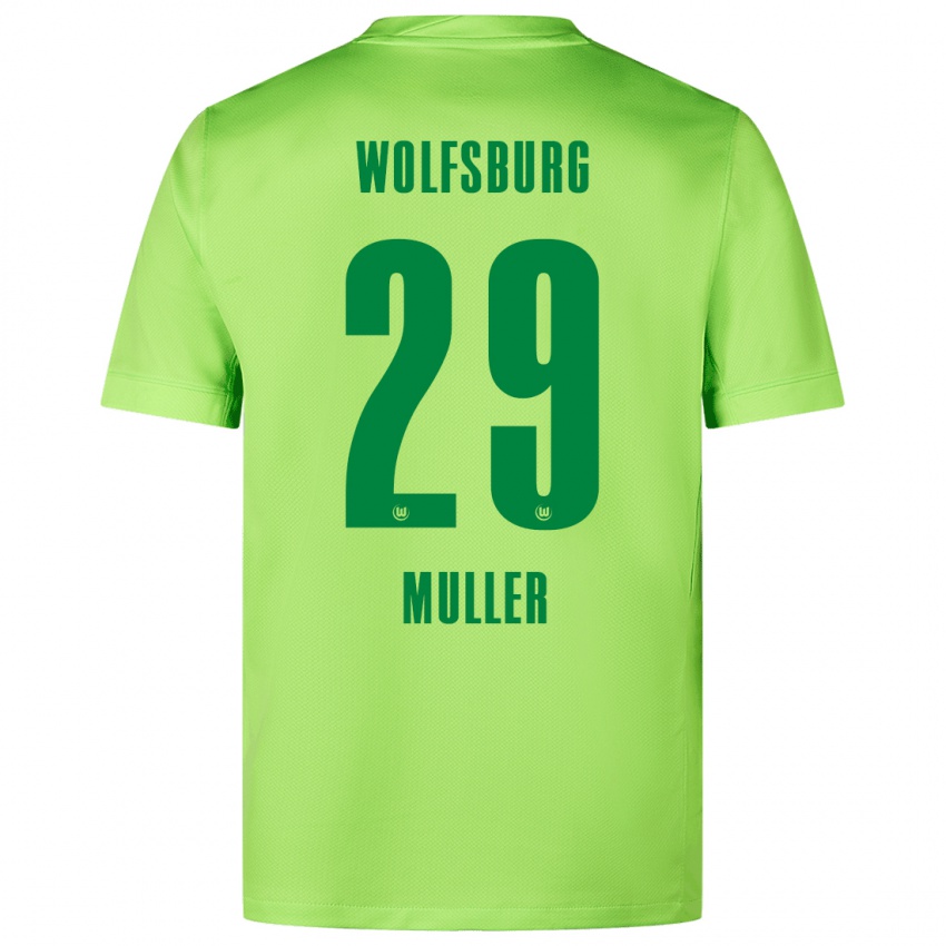 Gyermek Marius Müller #29 Fluoreszkáló Zöld Hazai Jersey 2024/25 Mez Póló Ing