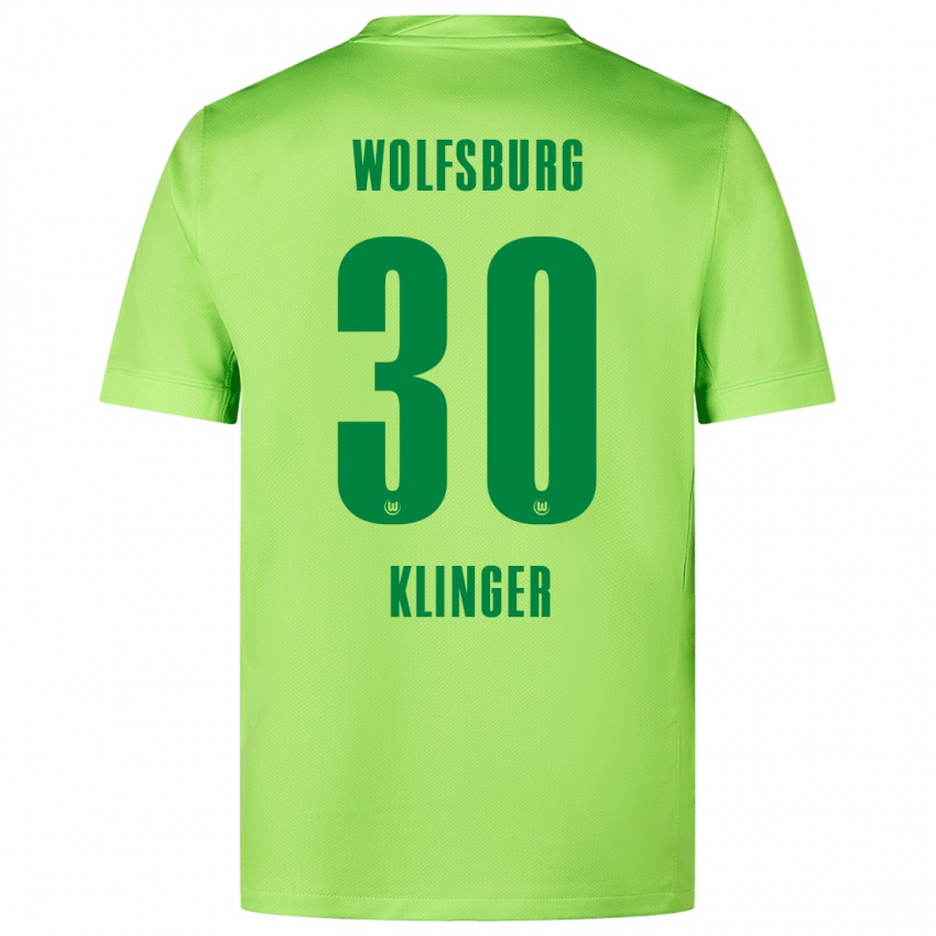 Gyermek Niklas Klinger #30 Fluoreszkáló Zöld Hazai Jersey 2024/25 Mez Póló Ing