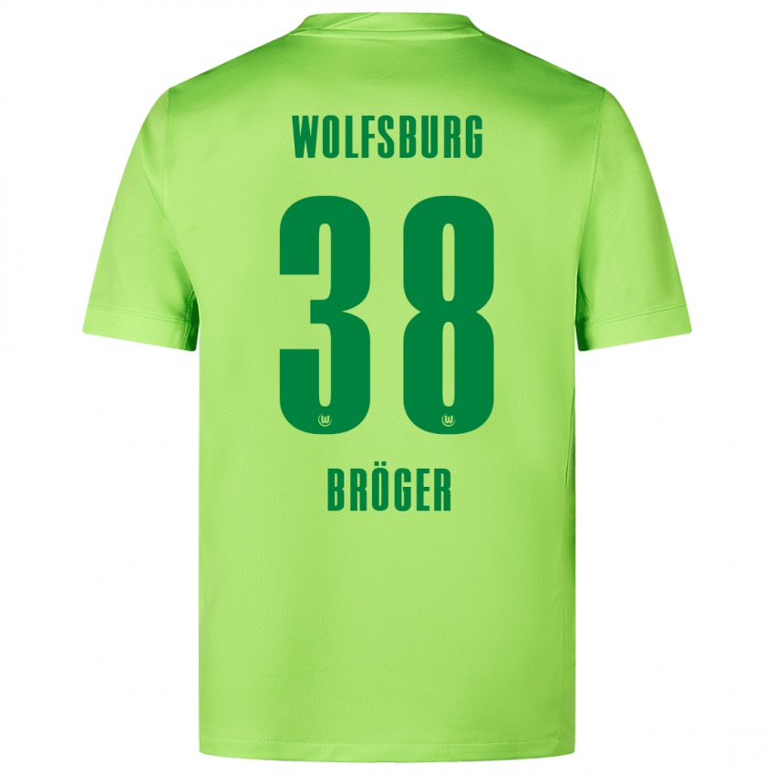 Gyermek Bennit Bröger #38 Fluoreszkáló Zöld Hazai Jersey 2024/25 Mez Póló Ing