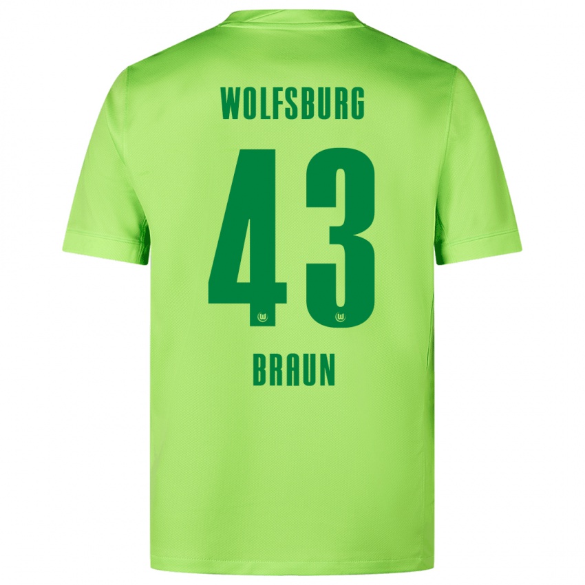 Gyermek Manuel Braun #43 Fluoreszkáló Zöld Hazai Jersey 2024/25 Mez Póló Ing