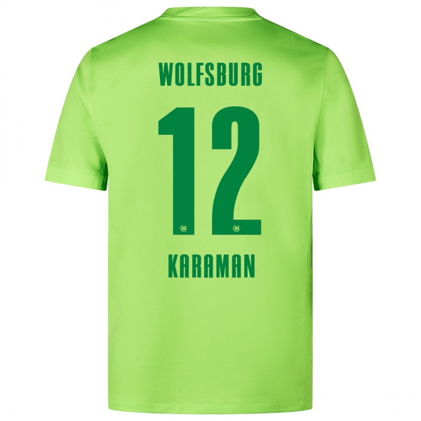 Gyermek Tarik Karaman #12 Fluoreszkáló Zöld Hazai Jersey 2024/25 Mez Póló Ing