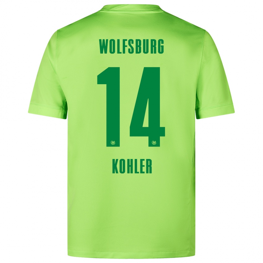 Gyermek Leonard Köhler #14 Fluoreszkáló Zöld Hazai Jersey 2024/25 Mez Póló Ing