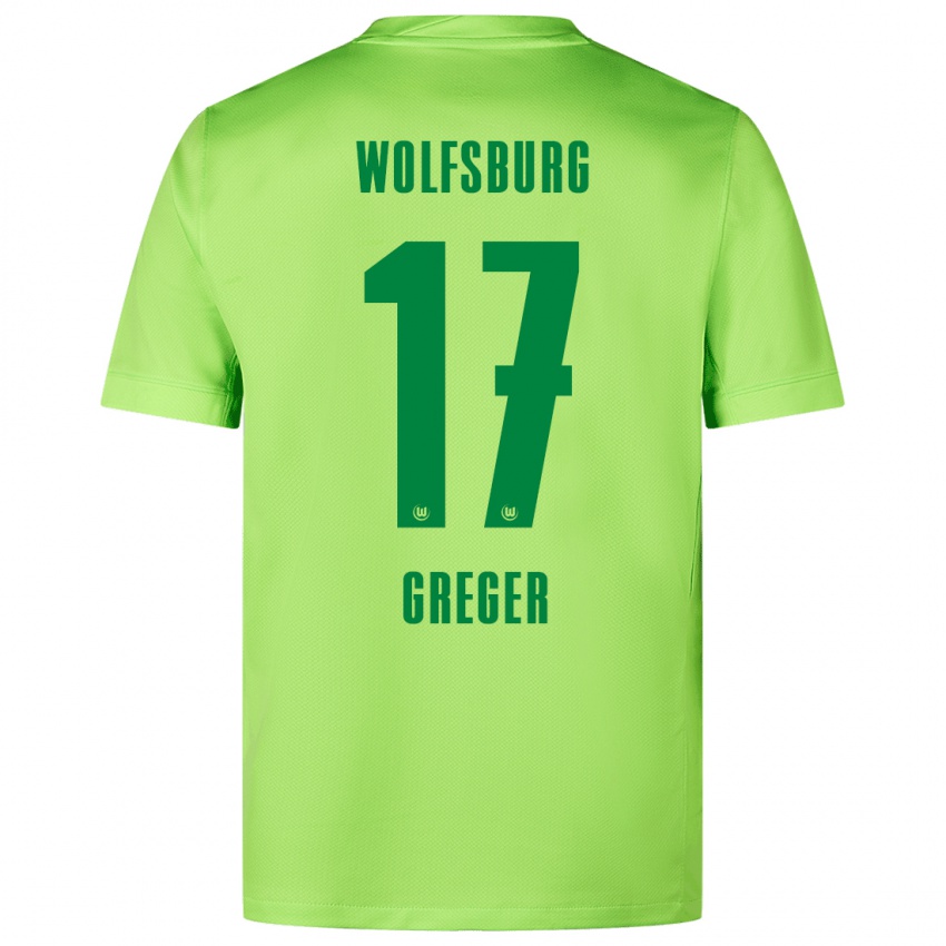 Gyermek Max Greger #17 Fluoreszkáló Zöld Hazai Jersey 2024/25 Mez Póló Ing