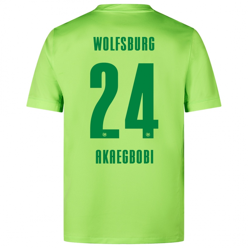 Gyermek Jonathan Akaegbobi #24 Fluoreszkáló Zöld Hazai Jersey 2024/25 Mez Póló Ing