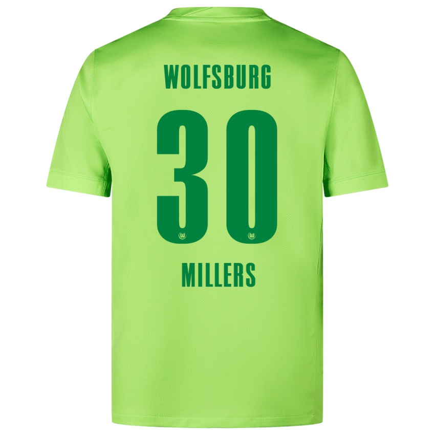 Gyermek Kristers Millers #30 Fluoreszkáló Zöld Hazai Jersey 2024/25 Mez Póló Ing