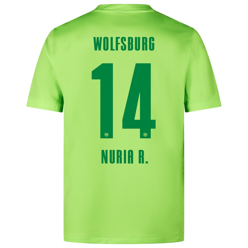 Gyermek Nuria Rabano #14 Fluoreszkáló Zöld Hazai Jersey 2024/25 Mez Póló Ing