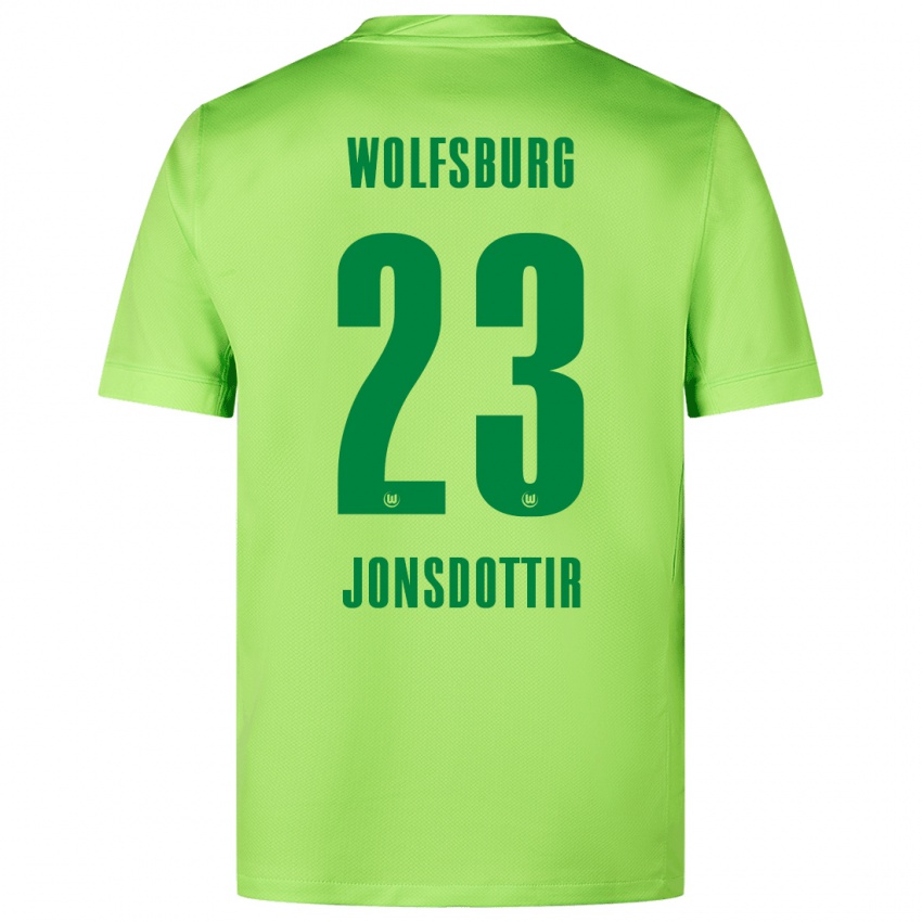 Gyermek Sveindís Jane Jónsdóttir #23 Fluoreszkáló Zöld Hazai Jersey 2024/25 Mez Póló Ing