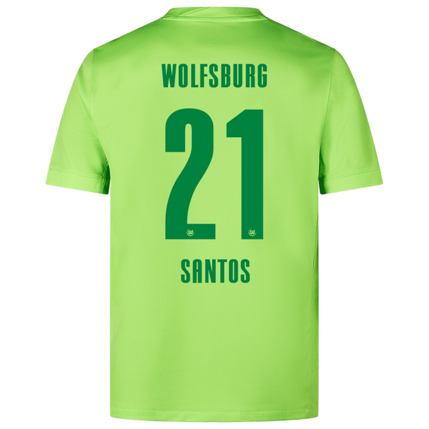 Gyermek Leonardo Santos #21 Fluoreszkáló Zöld Hazai Jersey 2024/25 Mez Póló Ing