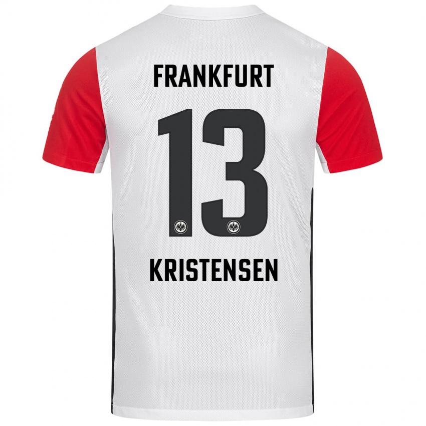 Gyermek Rasmus Kristensen #13 Fehér Piros Hazai Jersey 2024/25 Mez Póló Ing