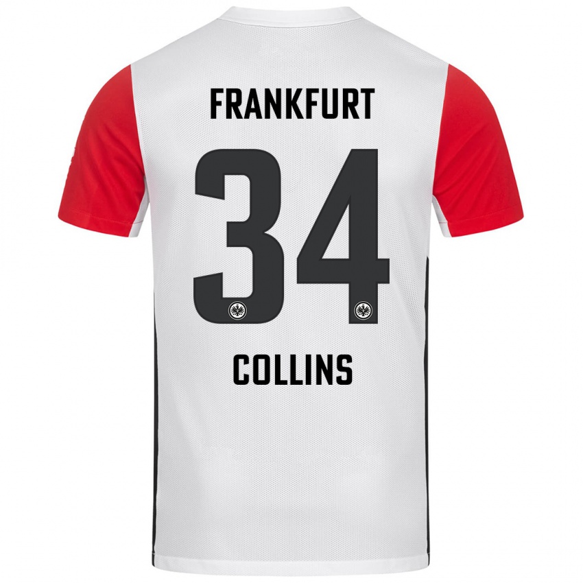 Gyermek Nnamdi Collins #34 Fehér Piros Hazai Jersey 2024/25 Mez Póló Ing