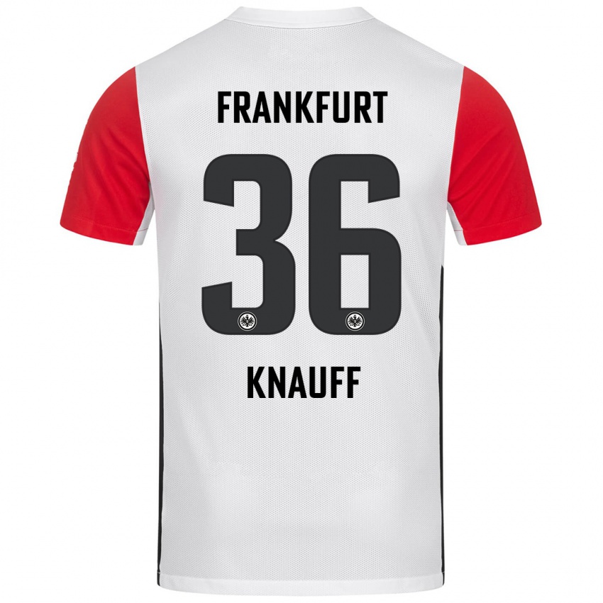 Gyermek Ansgar Knauff #36 Fehér Piros Hazai Jersey 2024/25 Mez Póló Ing