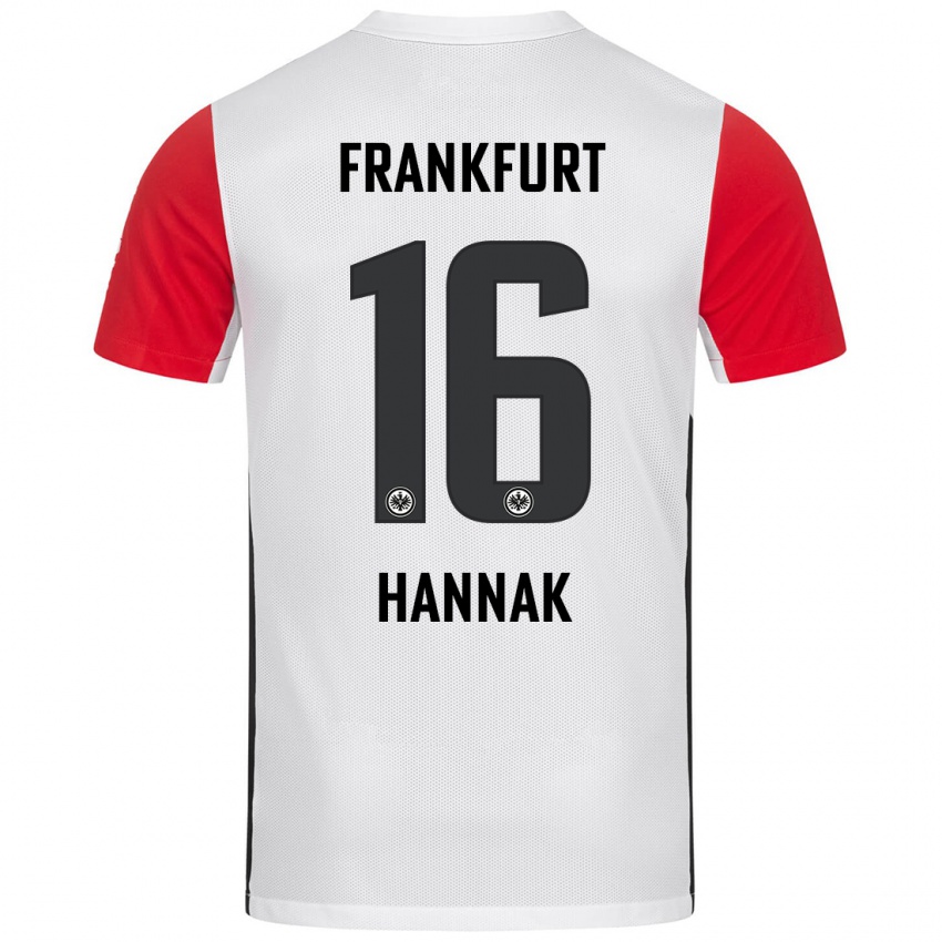 Gyermek Tim Hannak #16 Fehér Piros Hazai Jersey 2024/25 Mez Póló Ing