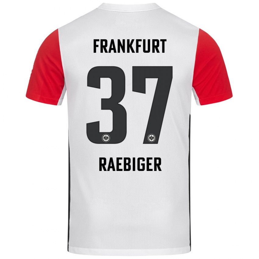 Gyermek Sidney Raebiger #37 Fehér Piros Hazai Jersey 2024/25 Mez Póló Ing