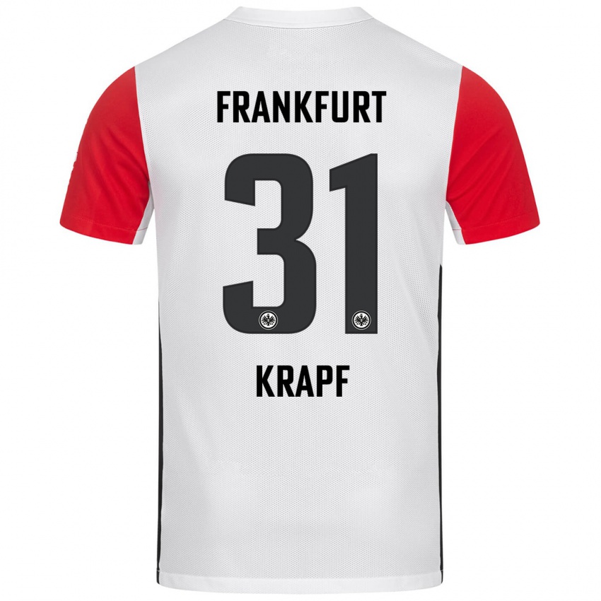 Gyermek Maximilian Krapf #31 Fehér Piros Hazai Jersey 2024/25 Mez Póló Ing