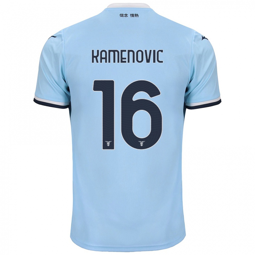 Gyermek Dimitrije Kamenović #16 Kék Hazai Jersey 2024/25 Mez Póló Ing