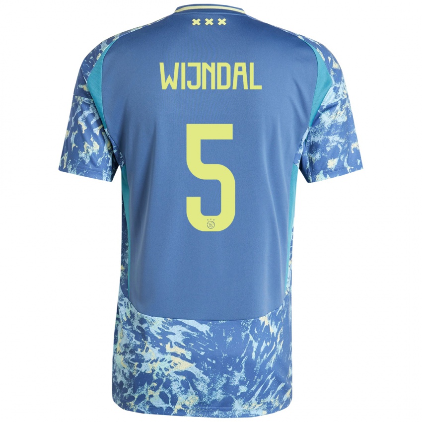 Gyermek Owen Wijndal #5 Szürke Kék Sárga Idegenbeli Jersey 2024/25 Mez Póló Ing