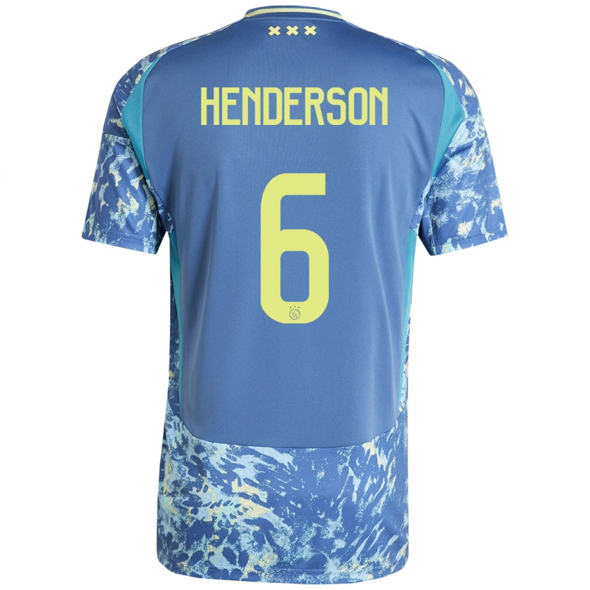 Gyermek Jordan Henderson #6 Szürke Kék Sárga Idegenbeli Jersey 2024/25 Mez Póló Ing