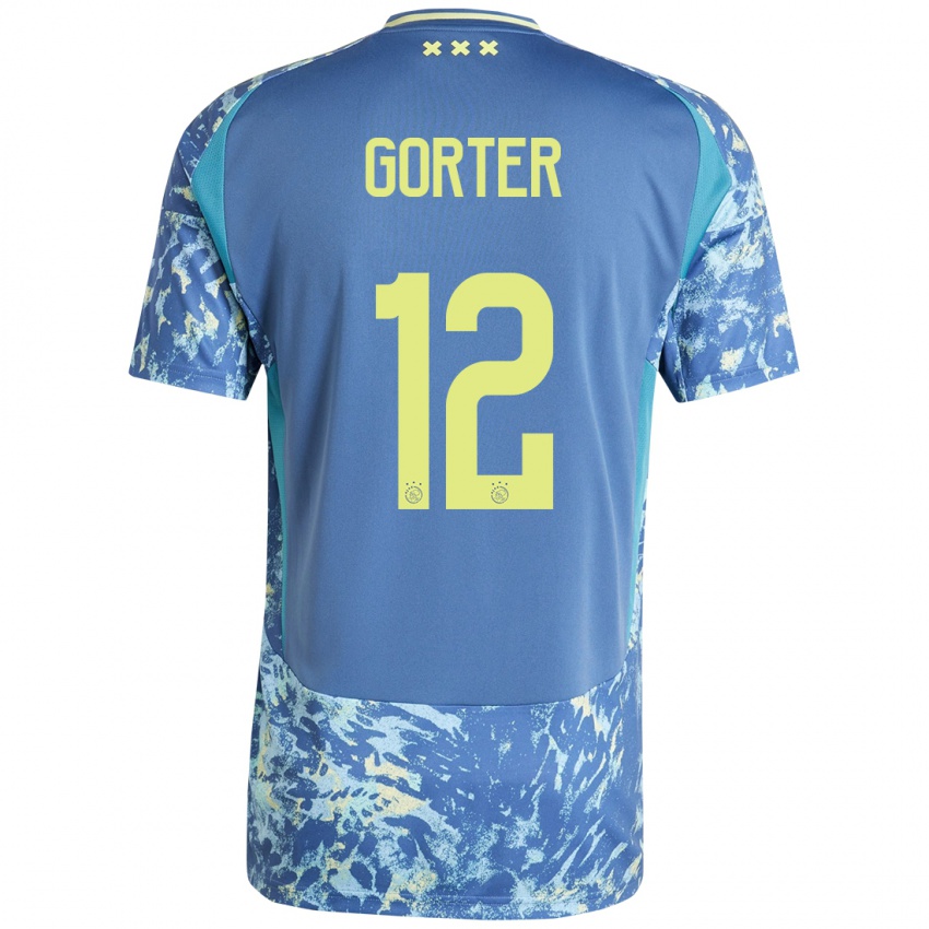 Gyermek Jay Gorter #12 Szürke Kék Sárga Idegenbeli Jersey 2024/25 Mez Póló Ing