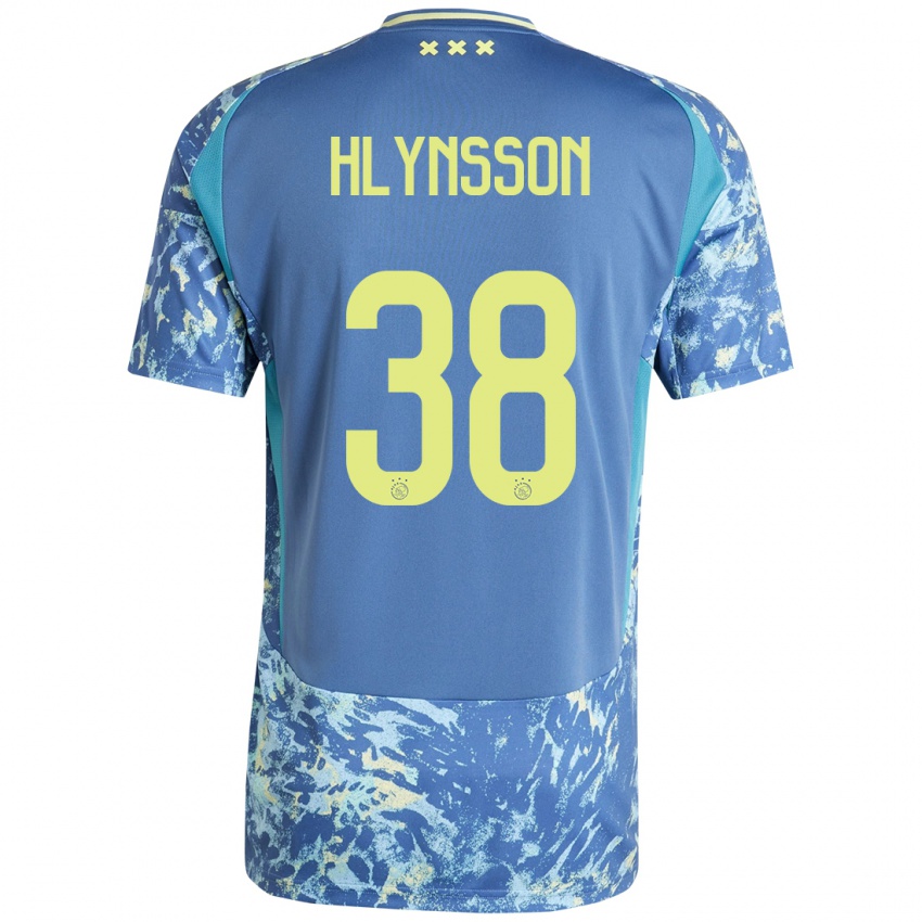 Gyermek Kristian Hlynsson #38 Szürke Kék Sárga Idegenbeli Jersey 2024/25 Mez Póló Ing