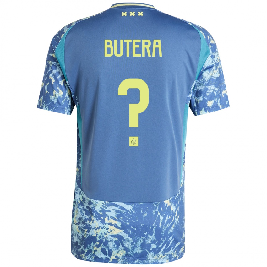 Gyermek Ethan Butera #0 Szürke Kék Sárga Idegenbeli Jersey 2024/25 Mez Póló Ing